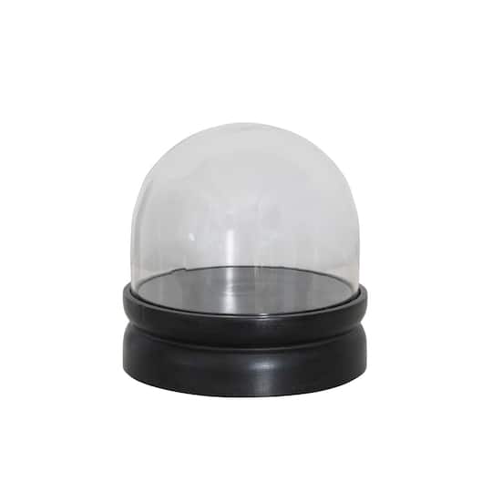 Hello Honey® 8.5" Glass Cloche with Black Mango Wood Base Set